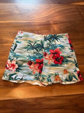 Zara Ruffle Tropical Floral Hawaiian Shorts